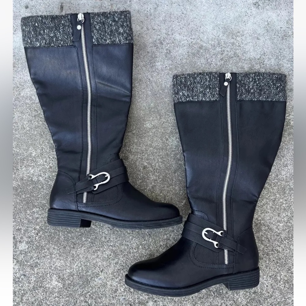 Torrid Tall Sweater Trim Riding Boot EUC Size 7W 7 Wide